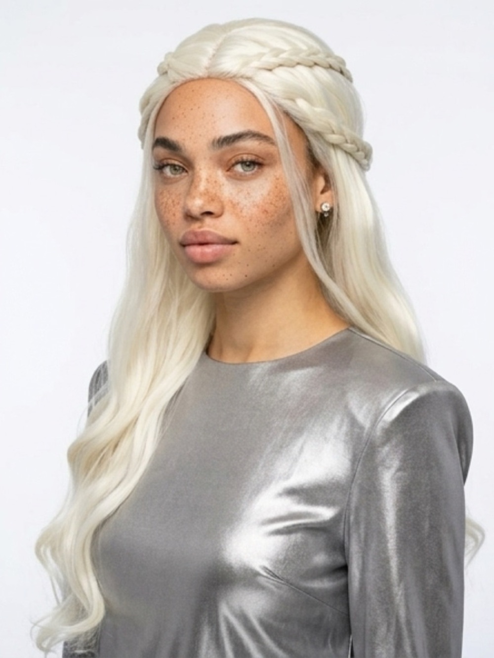 Leg Avenue Ice Blonde Long Wig with Braided Halo